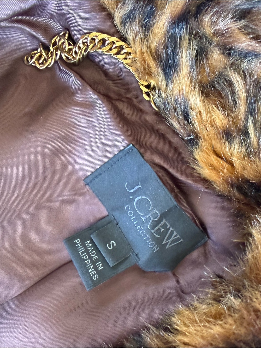 J.Crew Collection Faux Fur Leopard Print Coat G9553 Size S - Picture 8 of 8